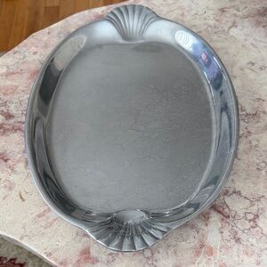 EUC~Large Wilton Armetale Silver Oval Serving Tray W/ Scalloped Detailed Edges